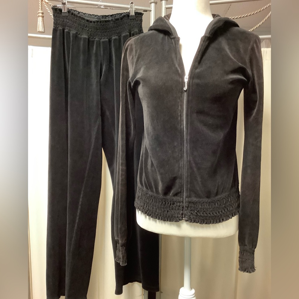 Juicy Couture vintage velour crop pants 25 x 29 zip up hoodie tracksuit